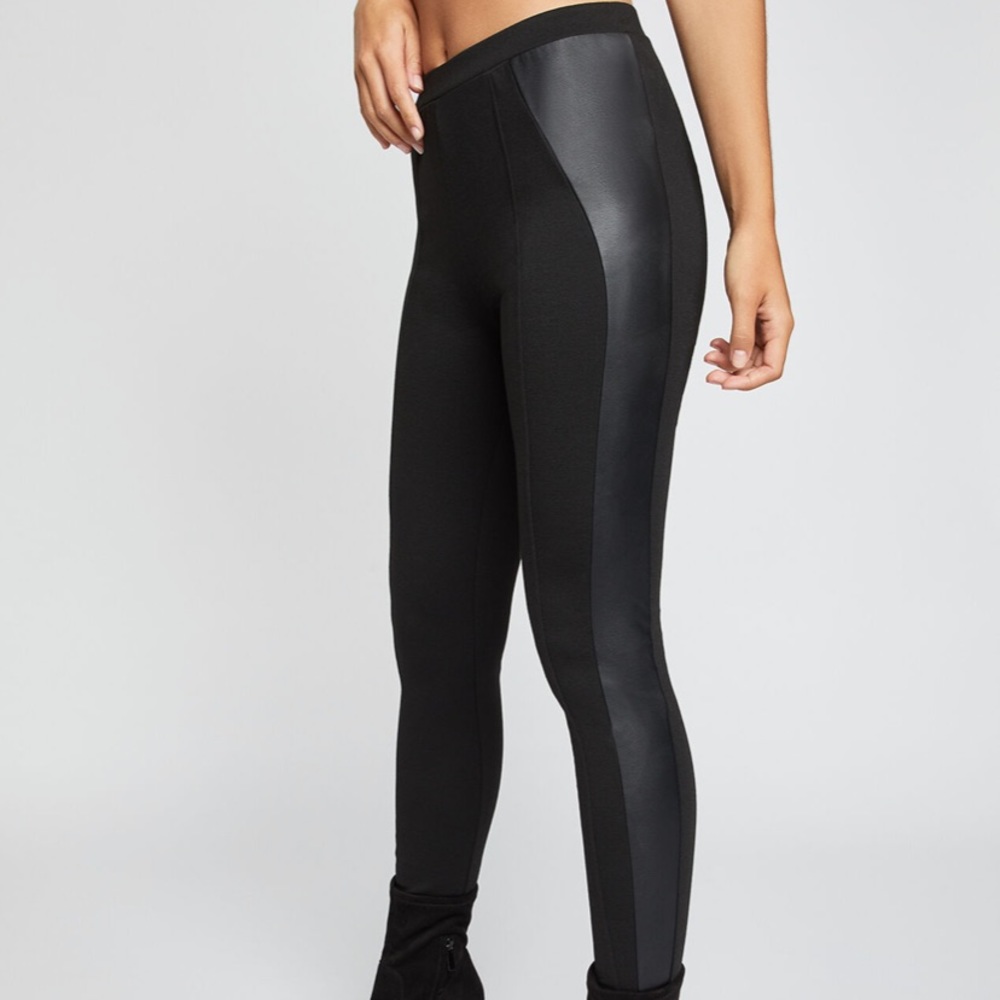 BCBGeneration Black Faux Leather Side Leggings